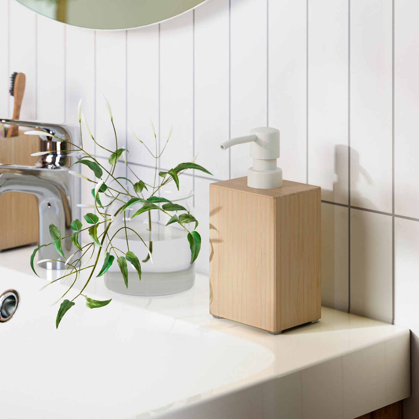 Soap dispenser 350 ml light bamboo