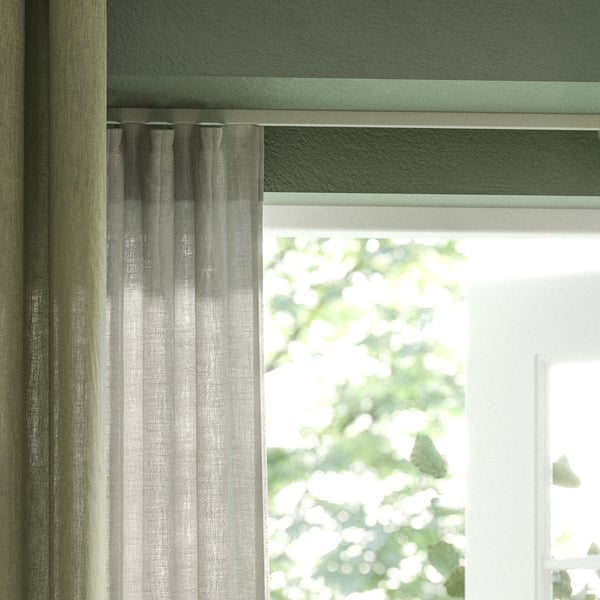 Sistema de riel para cortina, barra sencilla VIDGA blanca de 140 centímetros.