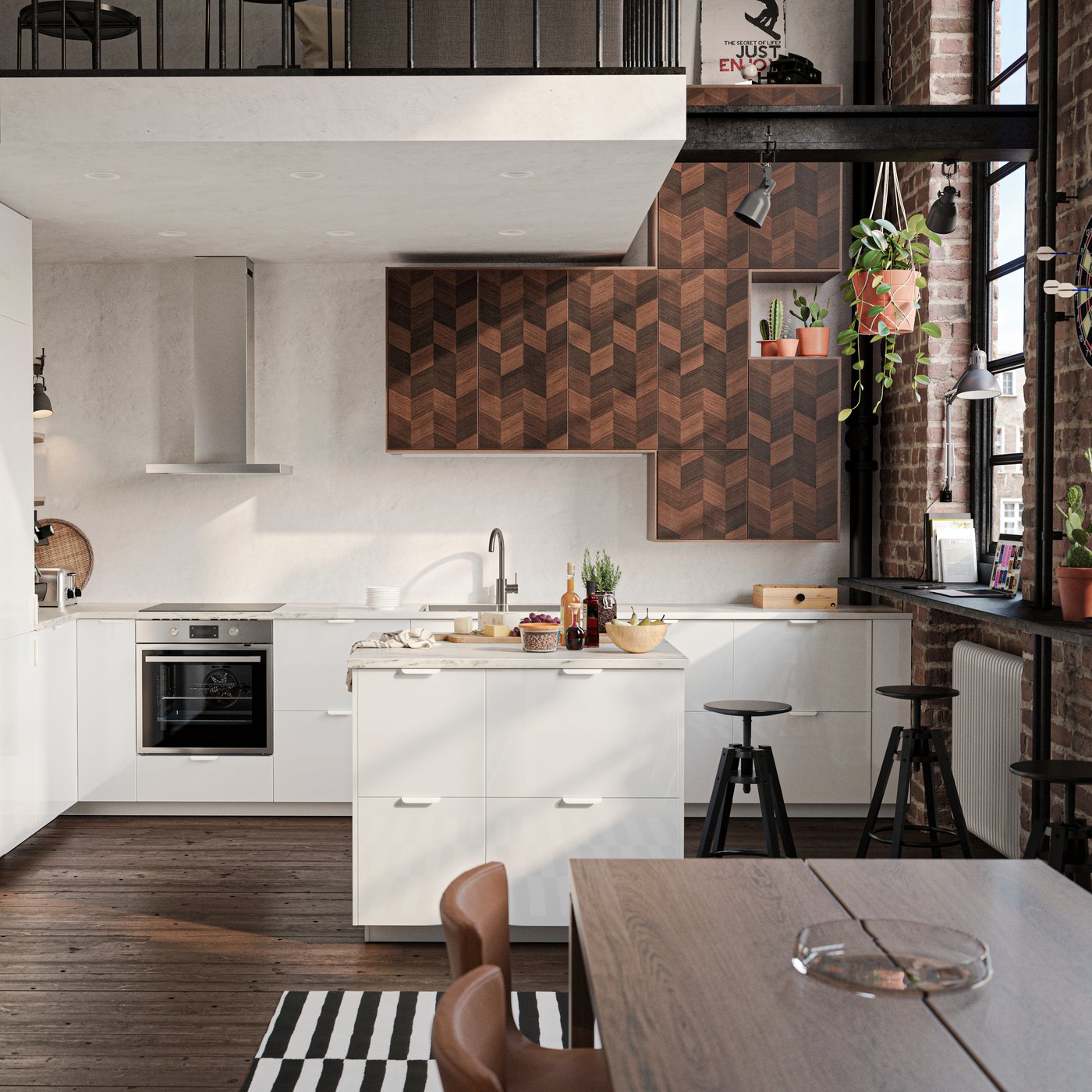 Eine IKEA Kücheninsel mit Hochglänzenden weißen VOXTORP Fronten.