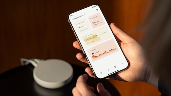 A white smart DIRIGERA hub for smart products