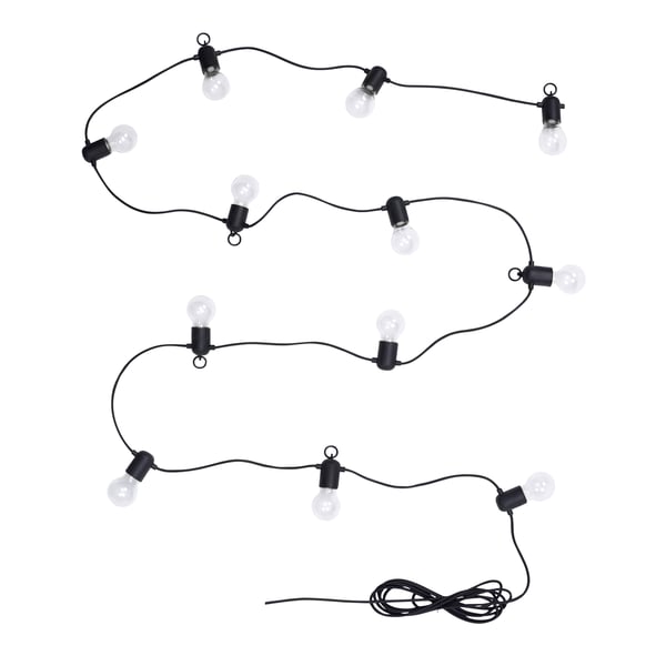 A black/outdoor SVARTRÅ LED lighting chain with 12 lights