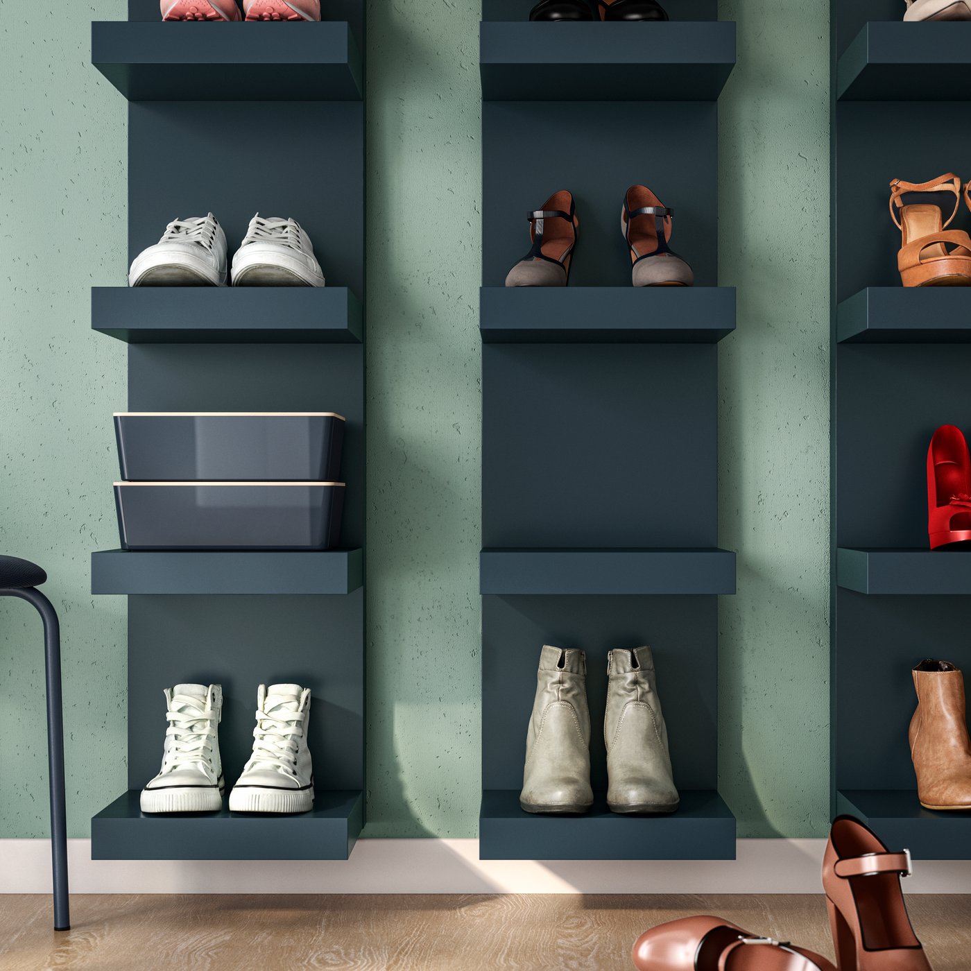 A black-blue LACK wall shelf unit