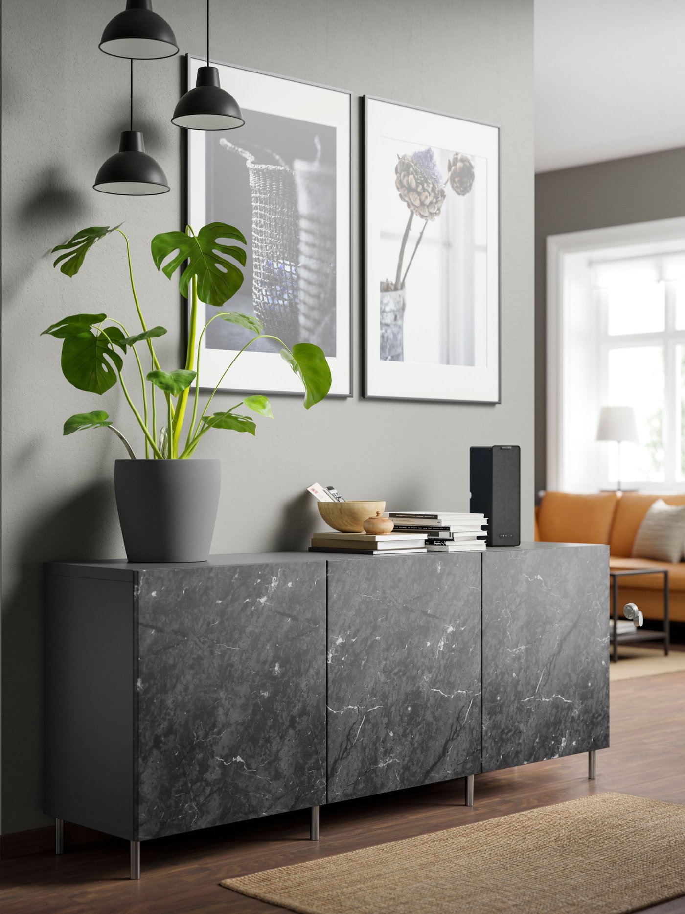 A dark grey PERSILLADE plant pot