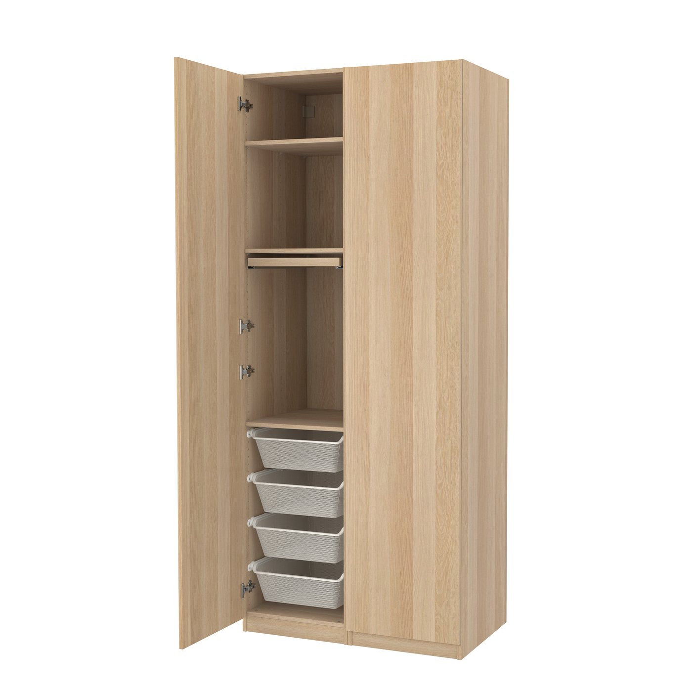 IKEA PAX / FORSAND garderobskombination, vitlaserad ekeffekt/vitlaserad ekeffekt, 100x60x236 cm