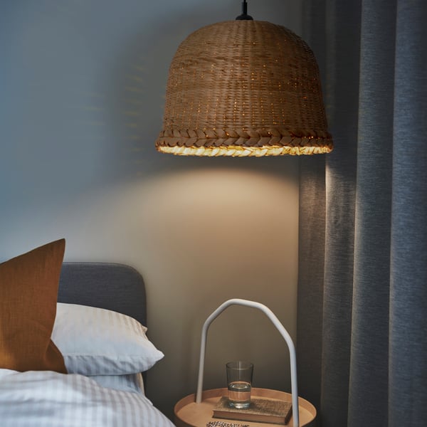A banana fibre/handmade MÄVINN pendant lampshade