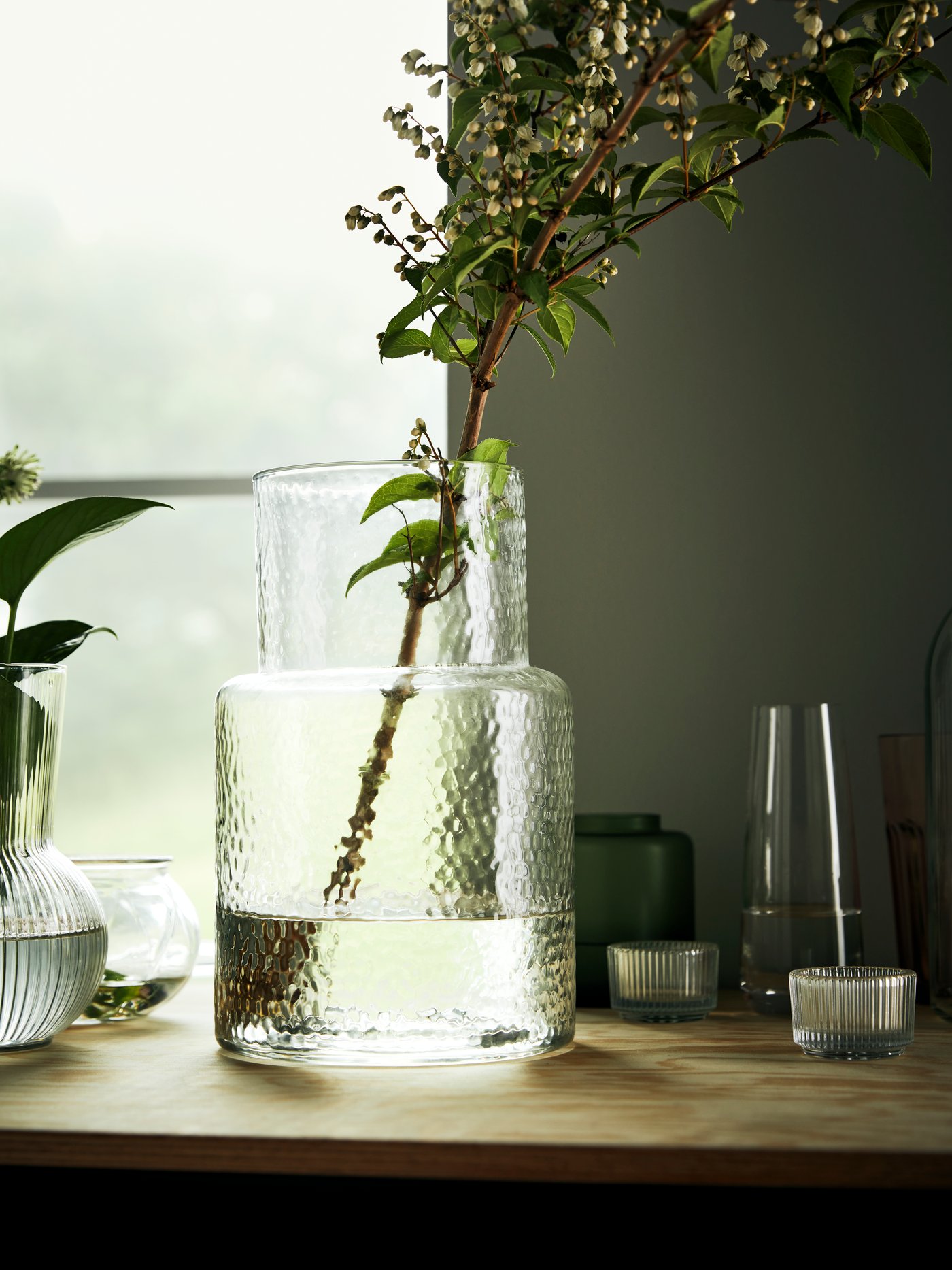 A clear glass VILJESTARK vase