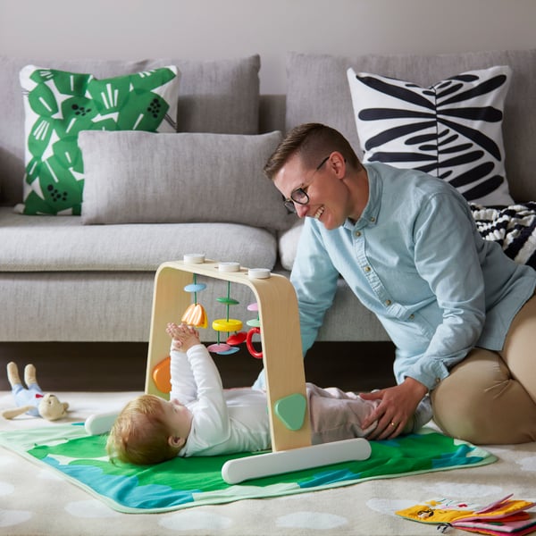 A birch plywood/multicolour LEKA baby gym
