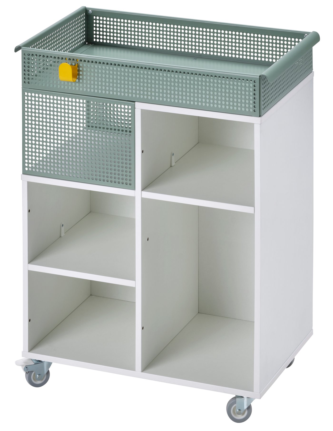 IKEA ÖVNING rullvagn, vit/grågrön, 54x33 cm