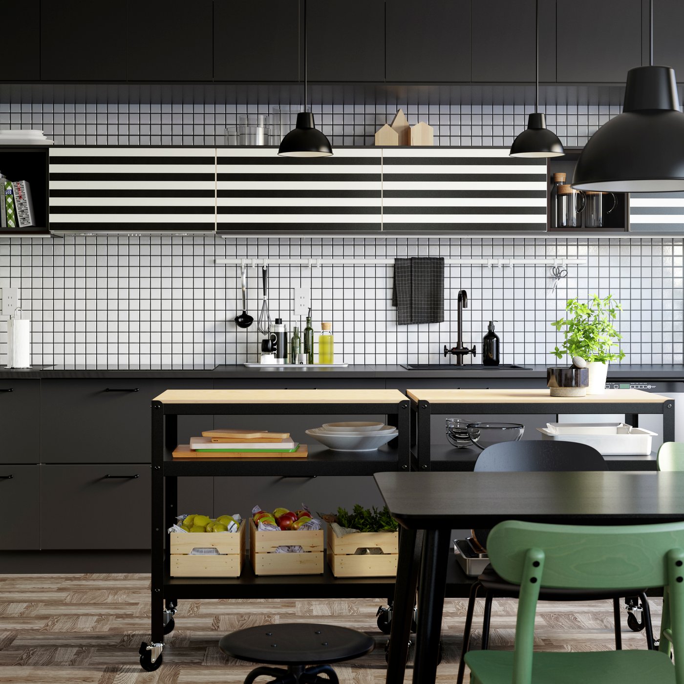 A stainless steel NUTID side-by-side refrigerator in the kitchen