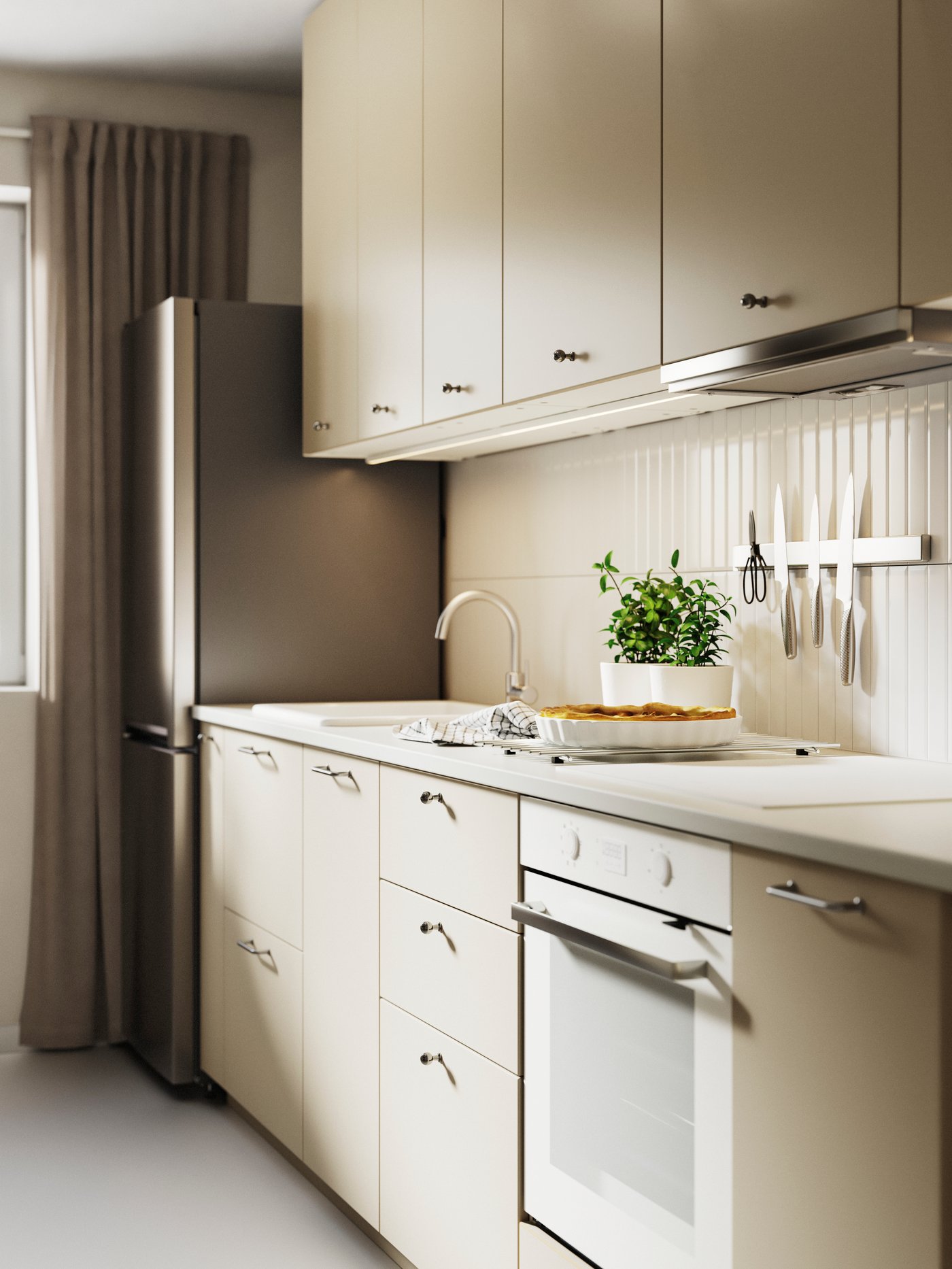 A beige HAVSTORP drawer front