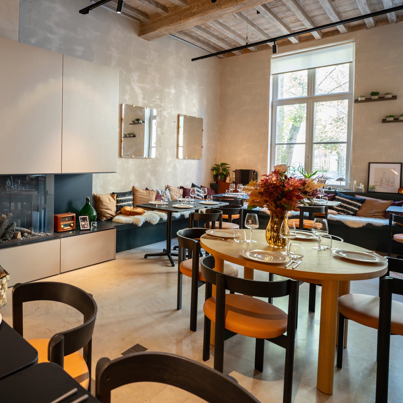 restaurant with tables and chairs