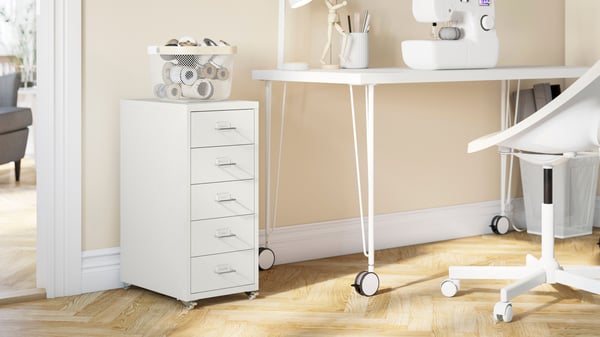 A white HELMER drawer unit on castors in the home office