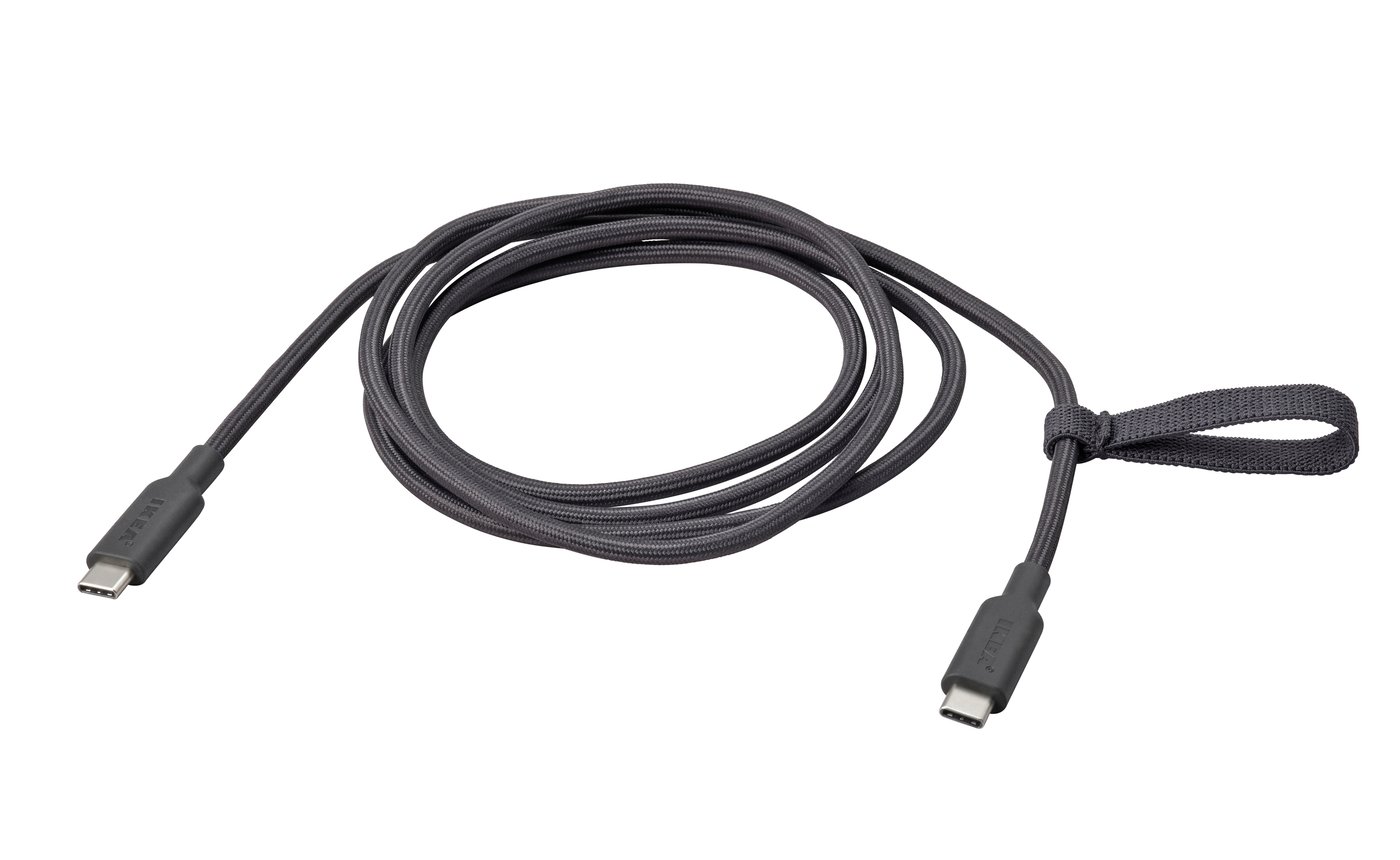 IKEA RUNDHULT USB-C till USB-C, mörkgrå, 1.5 m/100 W