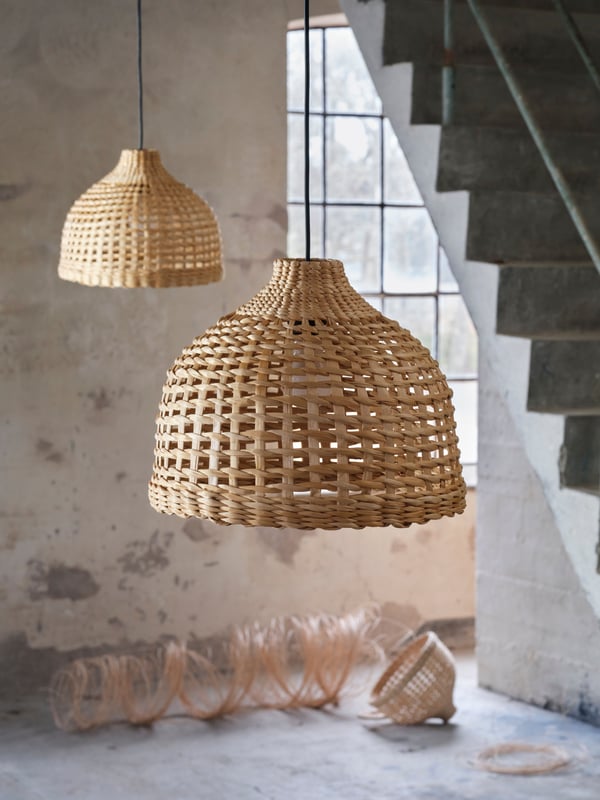 A banana fibre/handmade MÄVINN lampshade in the NA