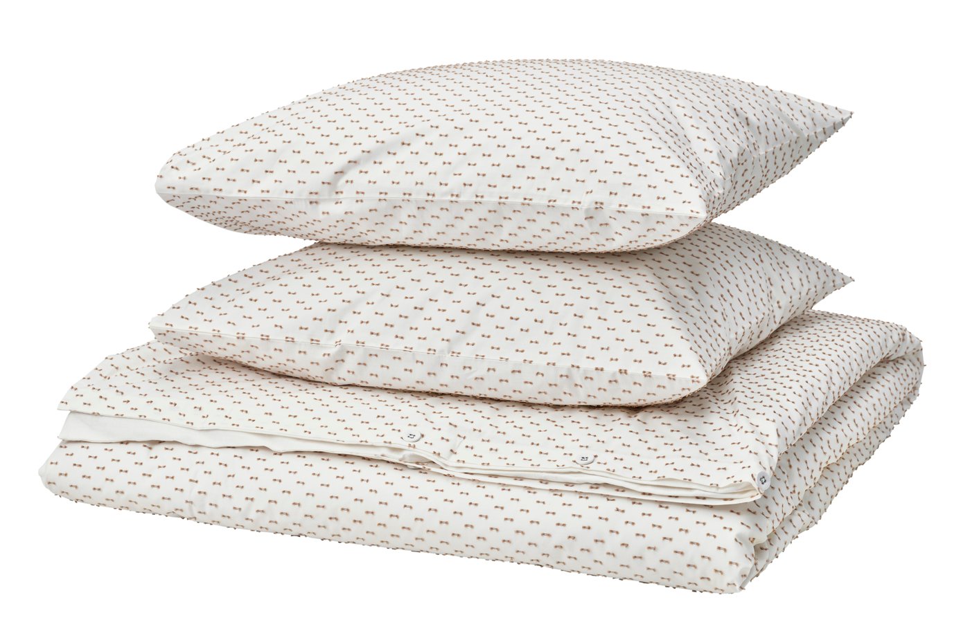 IKEA - BANDKNIPPE pussilakana ja 2 tyynyliinaa, valkoinen/beige