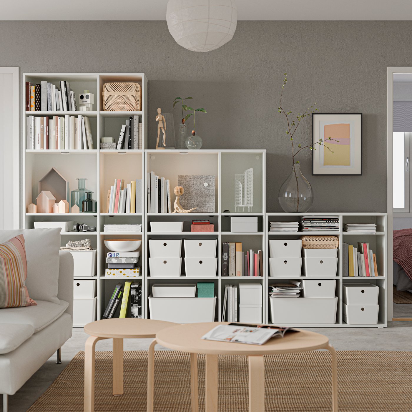 A white VIHALS shelving combination