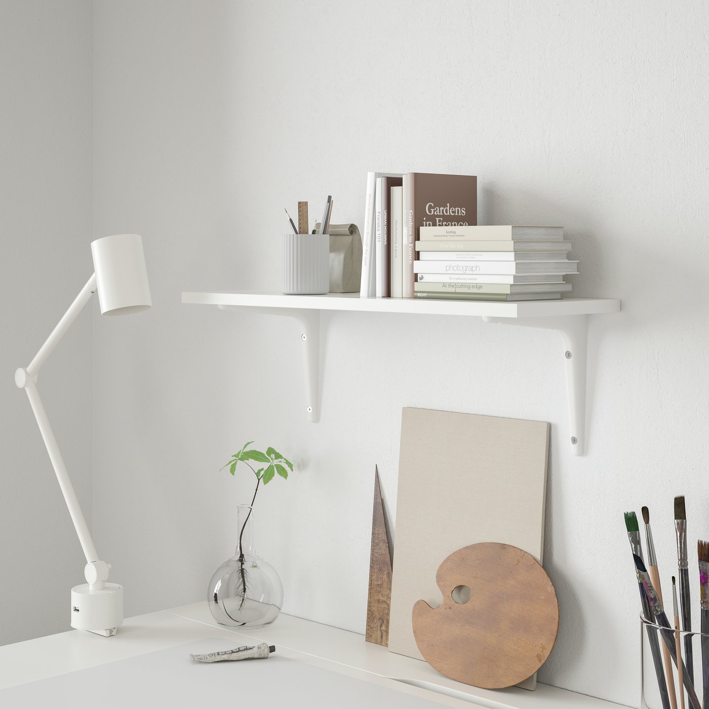 IKEA BURHULT / SIBBHULT vägghylla, vit/vit, 59x20 cm