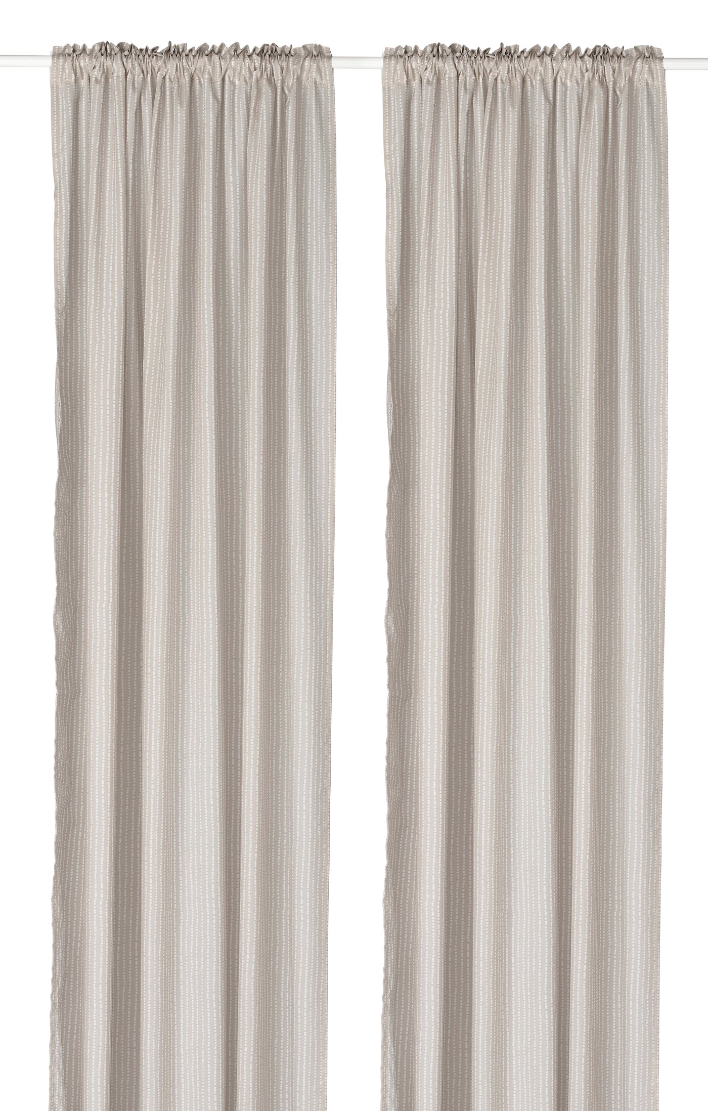 IKEA - MÄSTERROT verhot, 2 kpl, beige/valkoinen pilkkukuvio/laskosnauha
