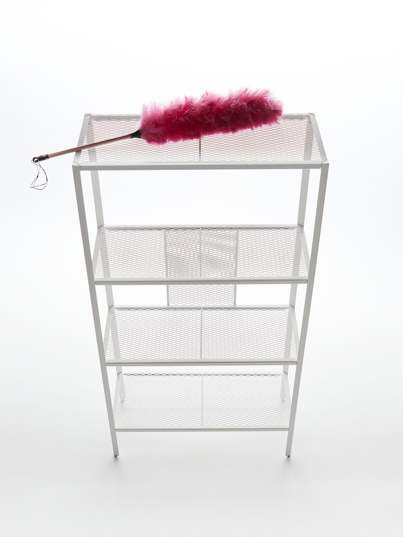 A metal/white BAGGEBO shelving unit