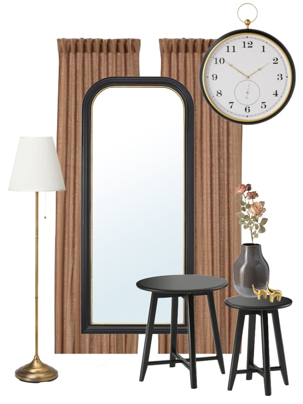 A brass/white ÅRSTID floor lamp