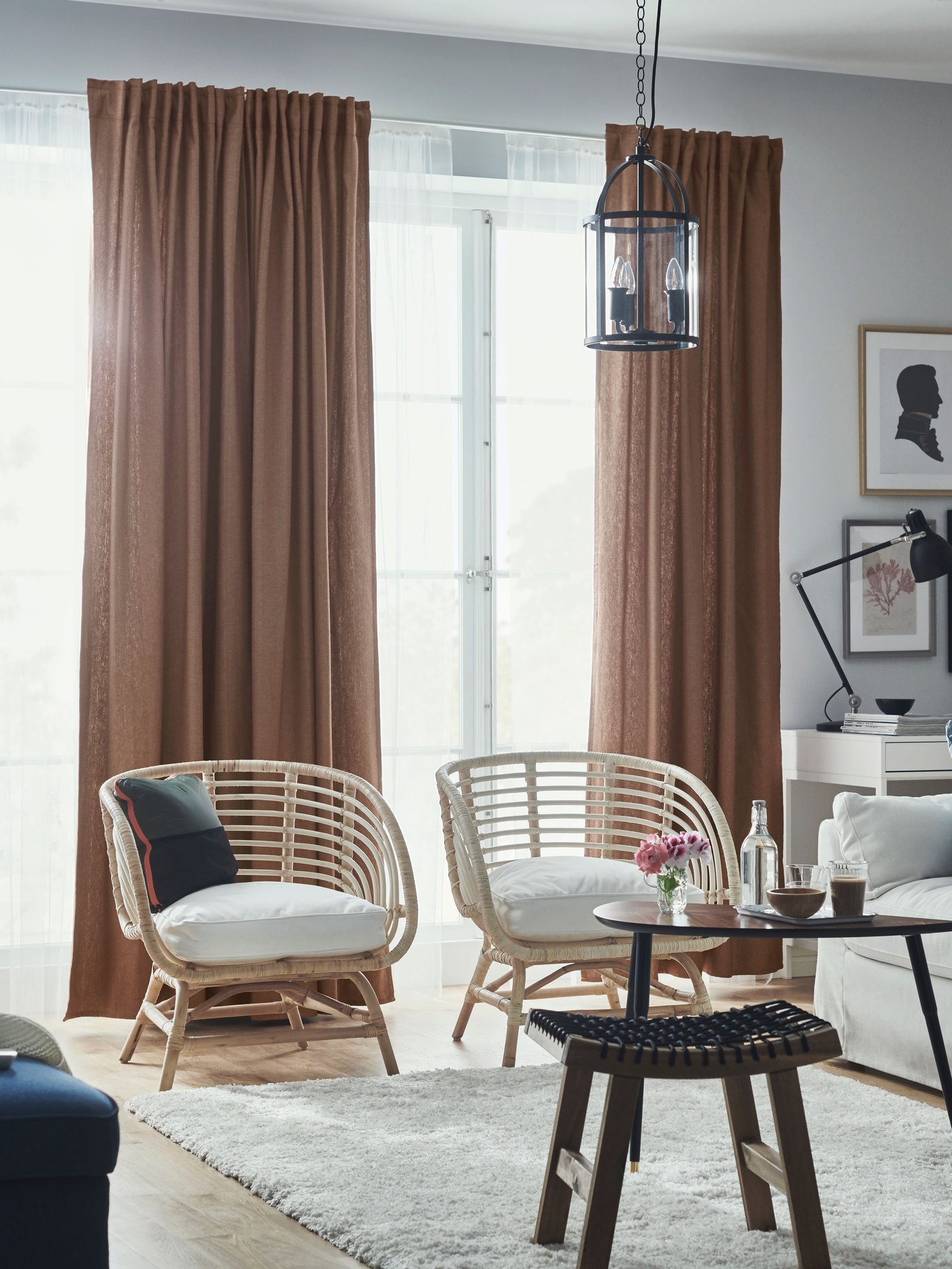 A dark red/with heading tape TIBAST room darkening curtains, 1 pair