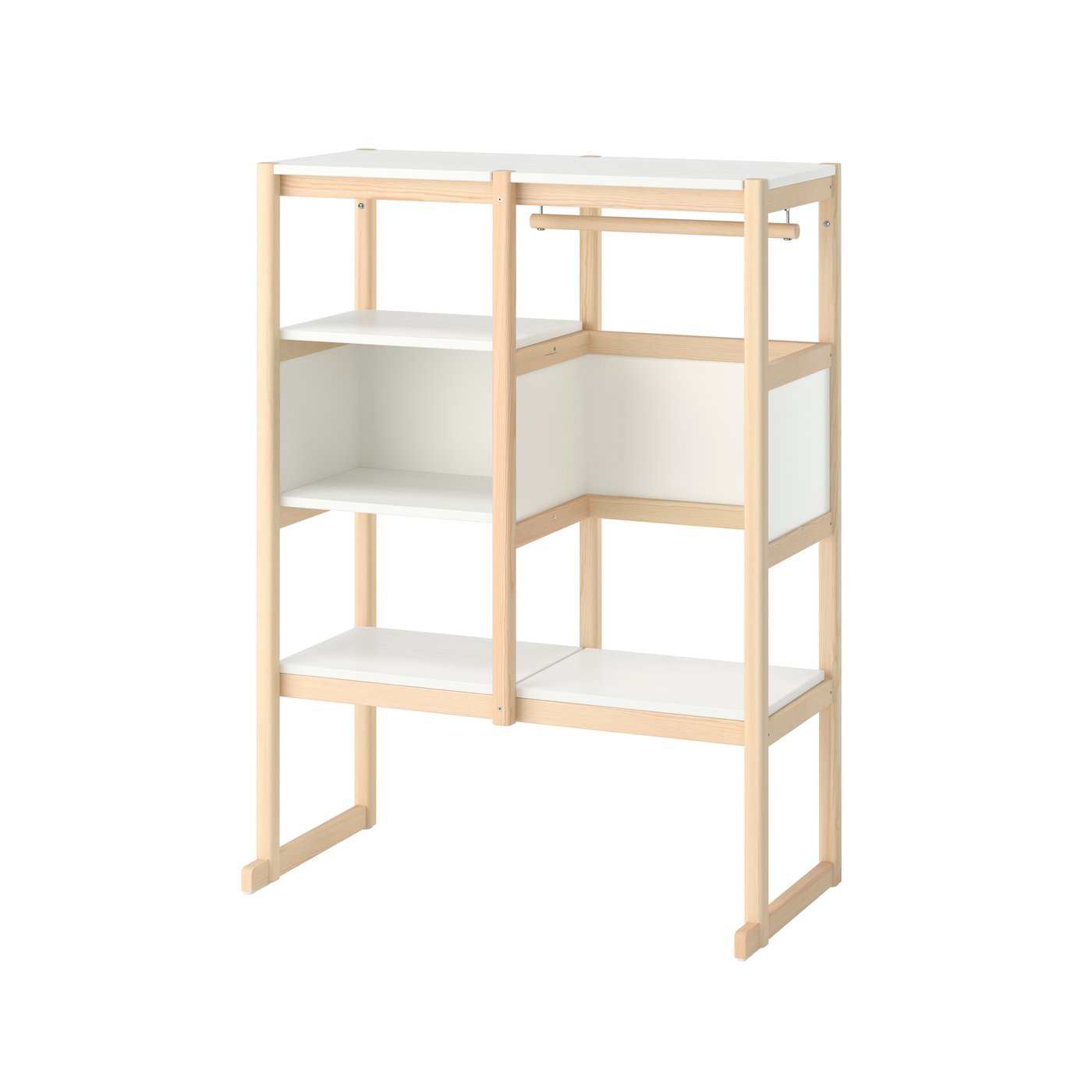 IKEA FLISAT öppen förvaring, ljus vitbetsad furu/vit, 88x38x117 cm
