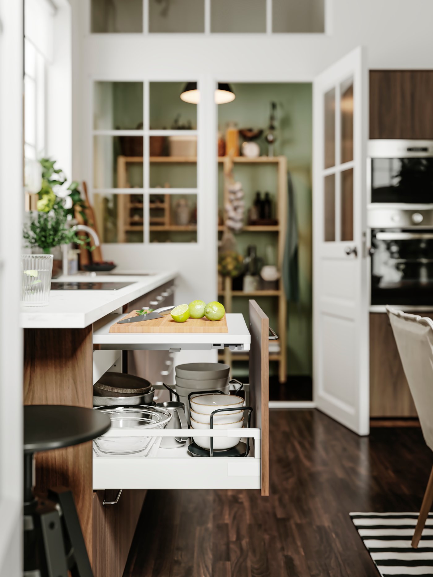 A stylish and modern kitchen in dark wood tones - IKEA UK
