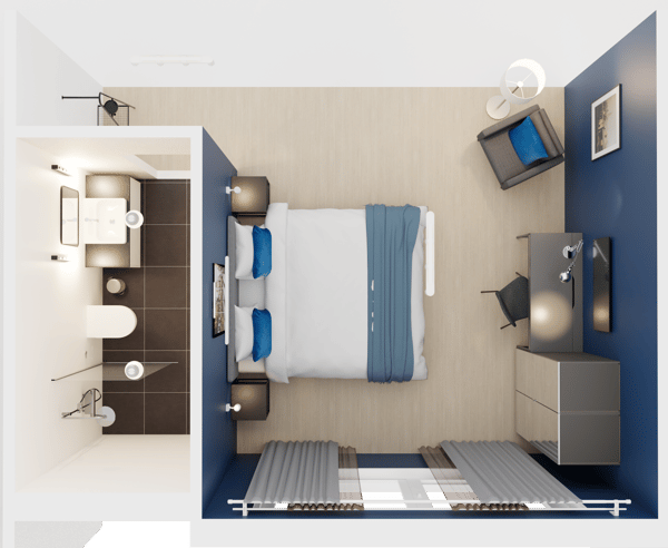 Grundriss eines Hotelzimmers