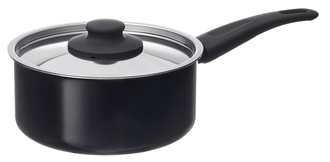 IKEA HEMLAGAD kastrull med lock, non-stick beläggning svart, 2 l