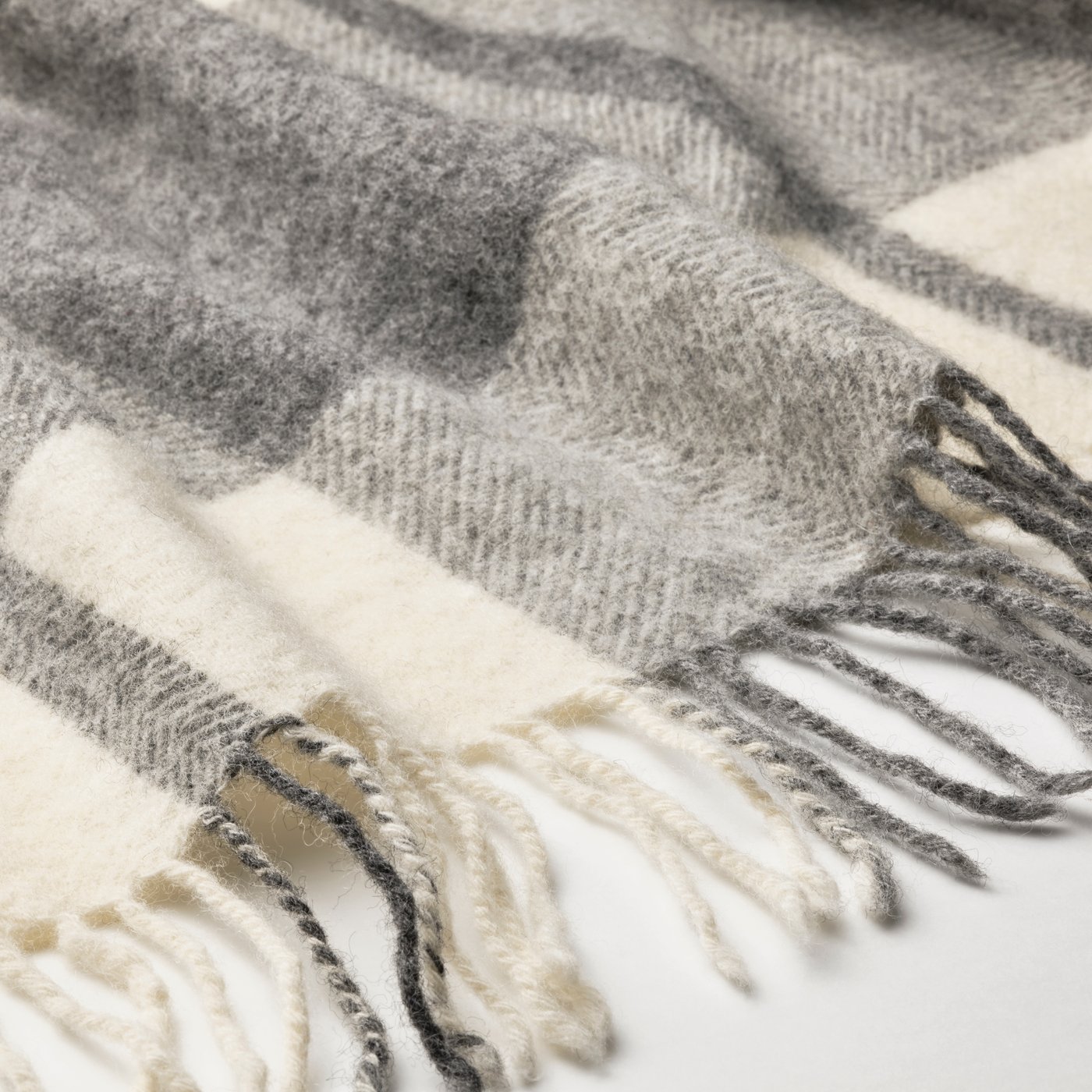 A light grey MYRULL throw