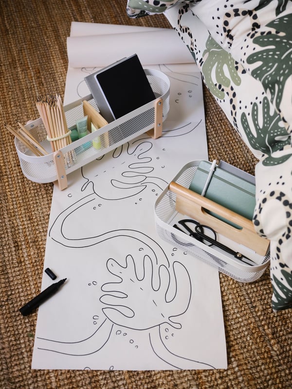 A white RISATORP desk organiser