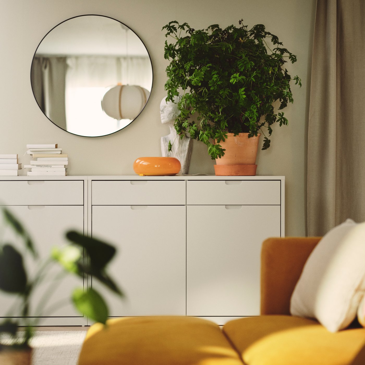 A living room with TONSTAD storage combination. Plenty of storage. 