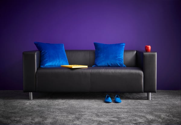 IKEA KLIPPAN zwarte leren 2-zitsbank