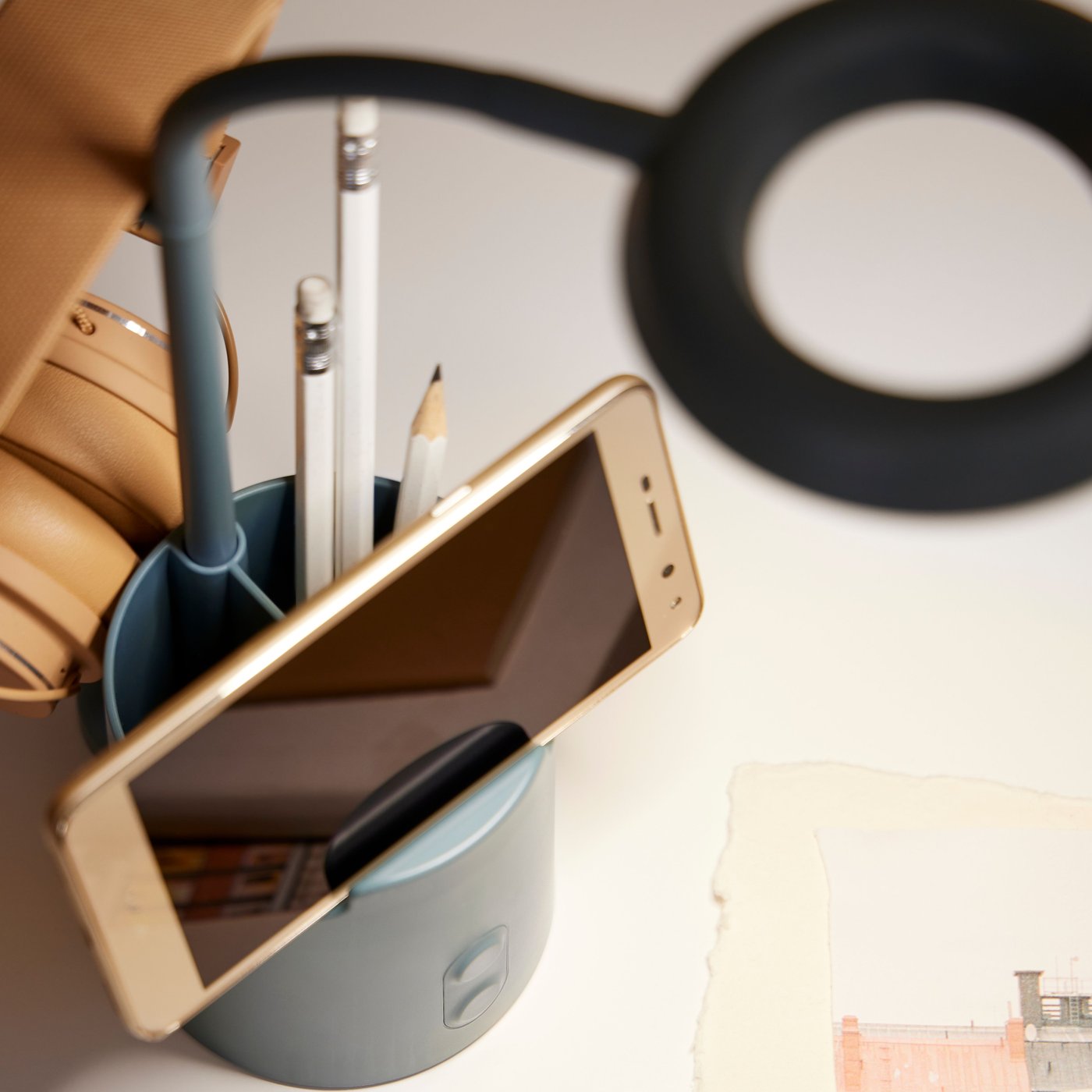 A with storage dimmable/turquoise BRUNBÅGE LED work lamp