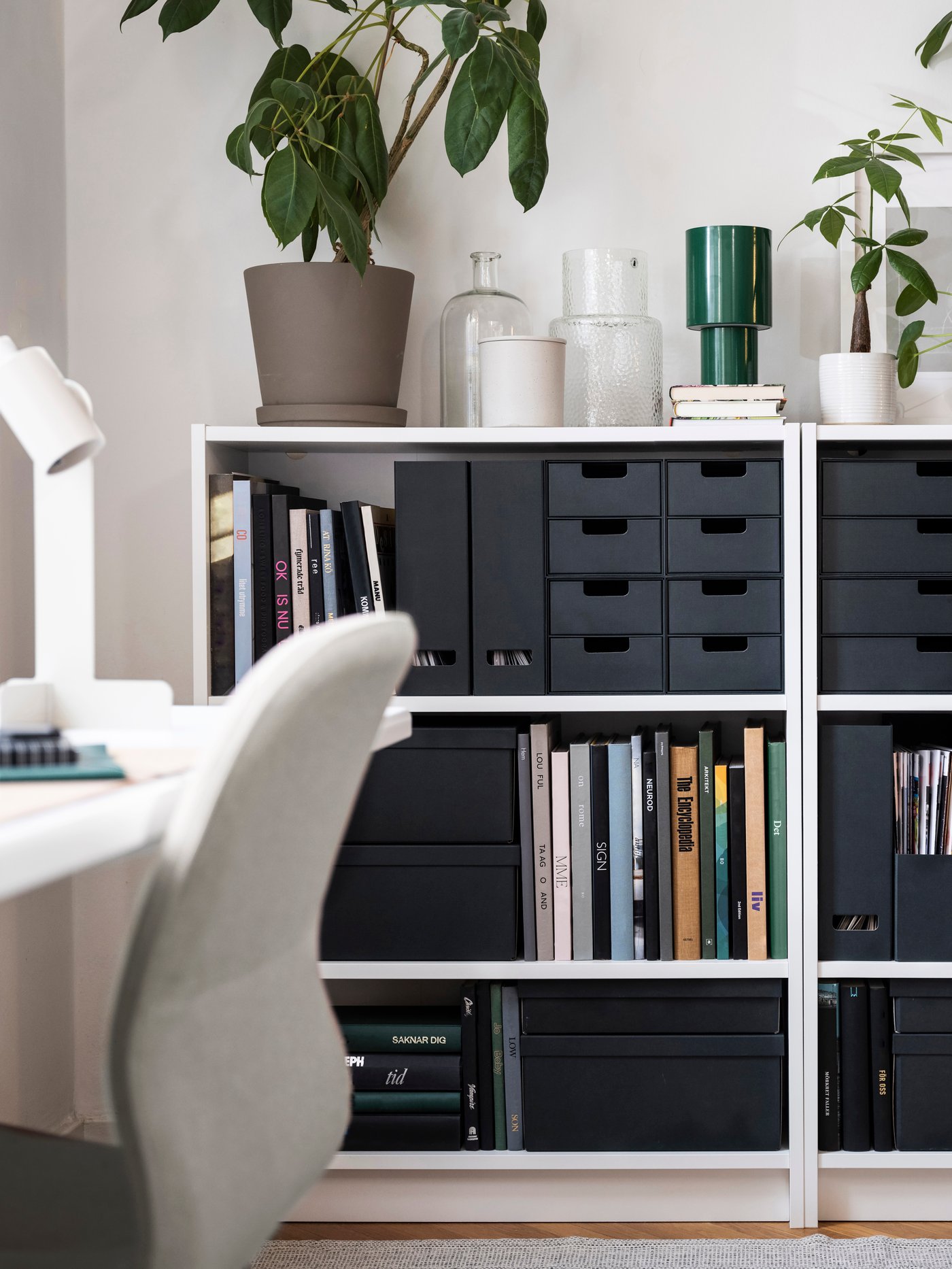 An anthracite FJÄDERHARV mini chest with 2 drawers