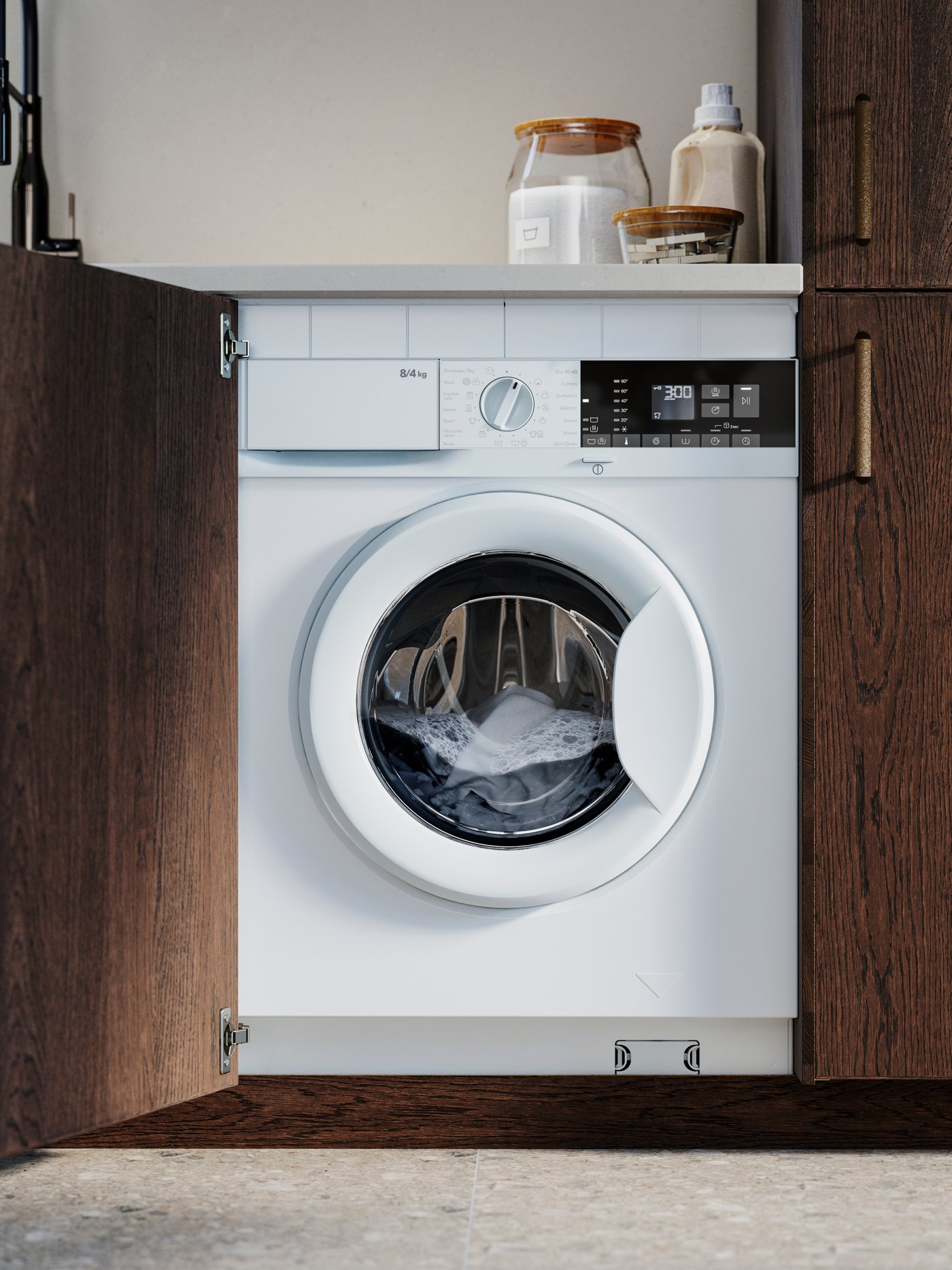 Un lave-linge/sèche-linge intégré blanc TVÄTTAD