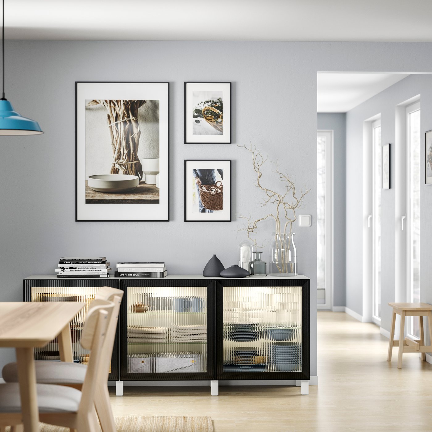 A white/Fällsvik anthracite BESTÅ storage combination with doors