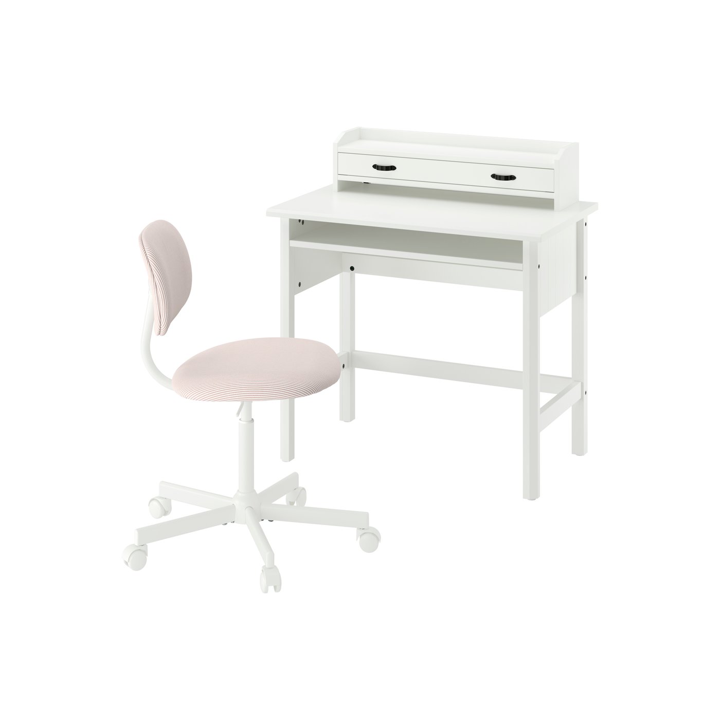 IKEA BRYTNING / BLECKBERGET skrivbord och stol, vit/orange-brun, 85x53 cm