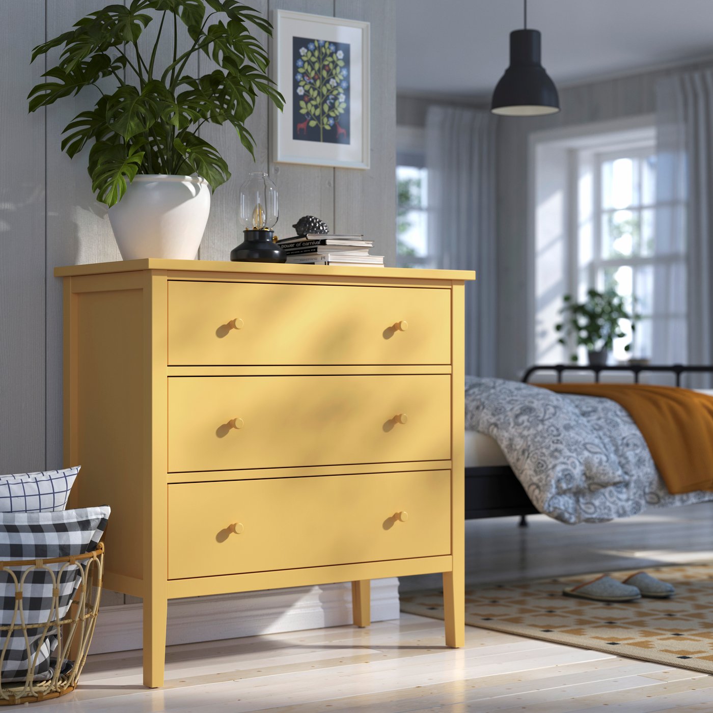 A yellow GULLABERG chest of 3 drawers
