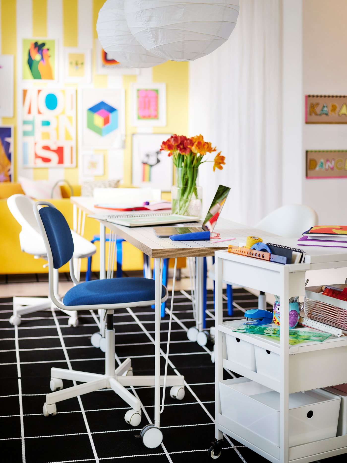 A colorful home arranged for hybrid work IKEA