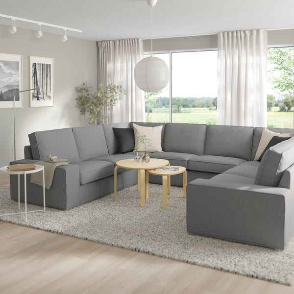 A Tibbleby beige/grey KIVIK u-shaped sofa, 6 seat