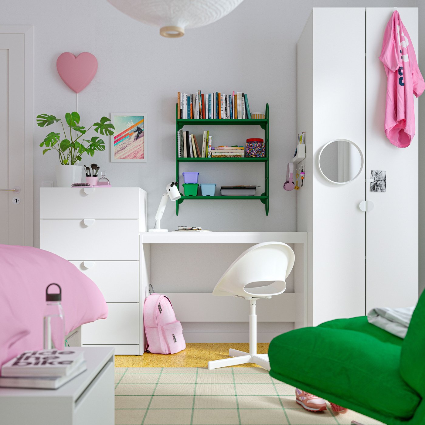A white/with bench LASTARE storage combination in the childrens room
