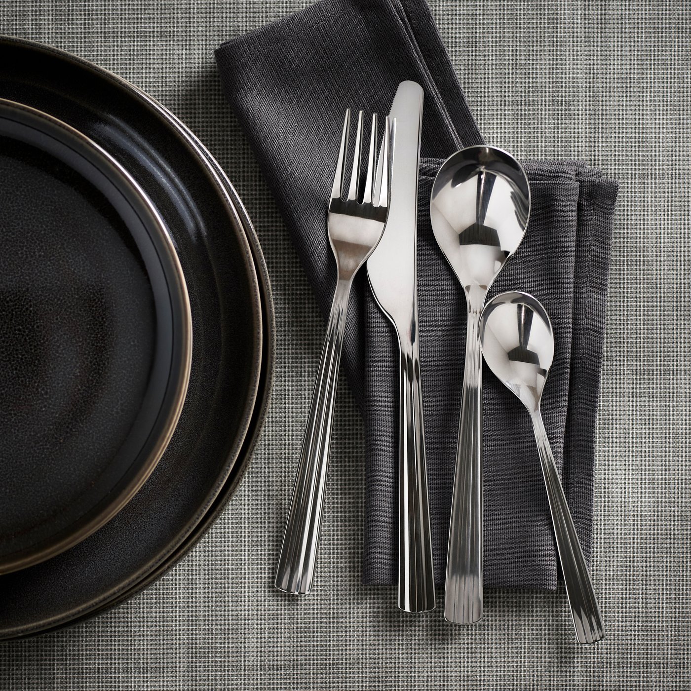 Rostfria bestick sedda ovanifrån