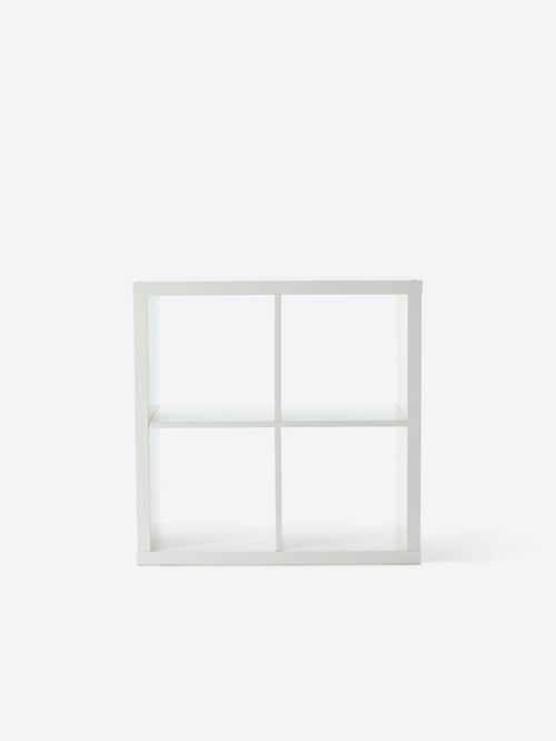 A white KALLAX shelving unit.