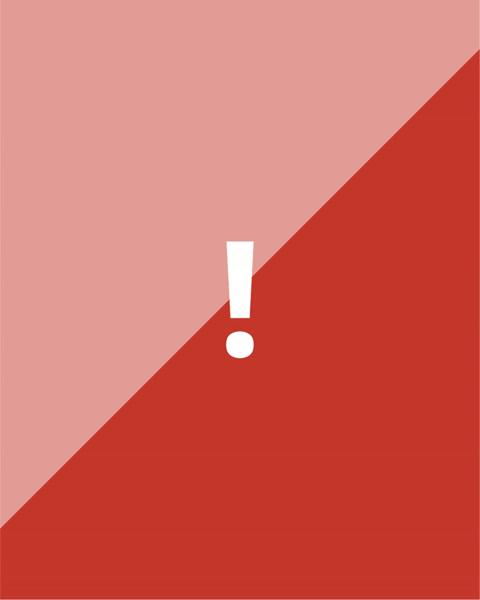 Ein Video zeigt auf einem rosa roten Hintergrund ein großes weißes Ausrufezeichen und anschließend den Text "Halber Preis" im Wechsel.