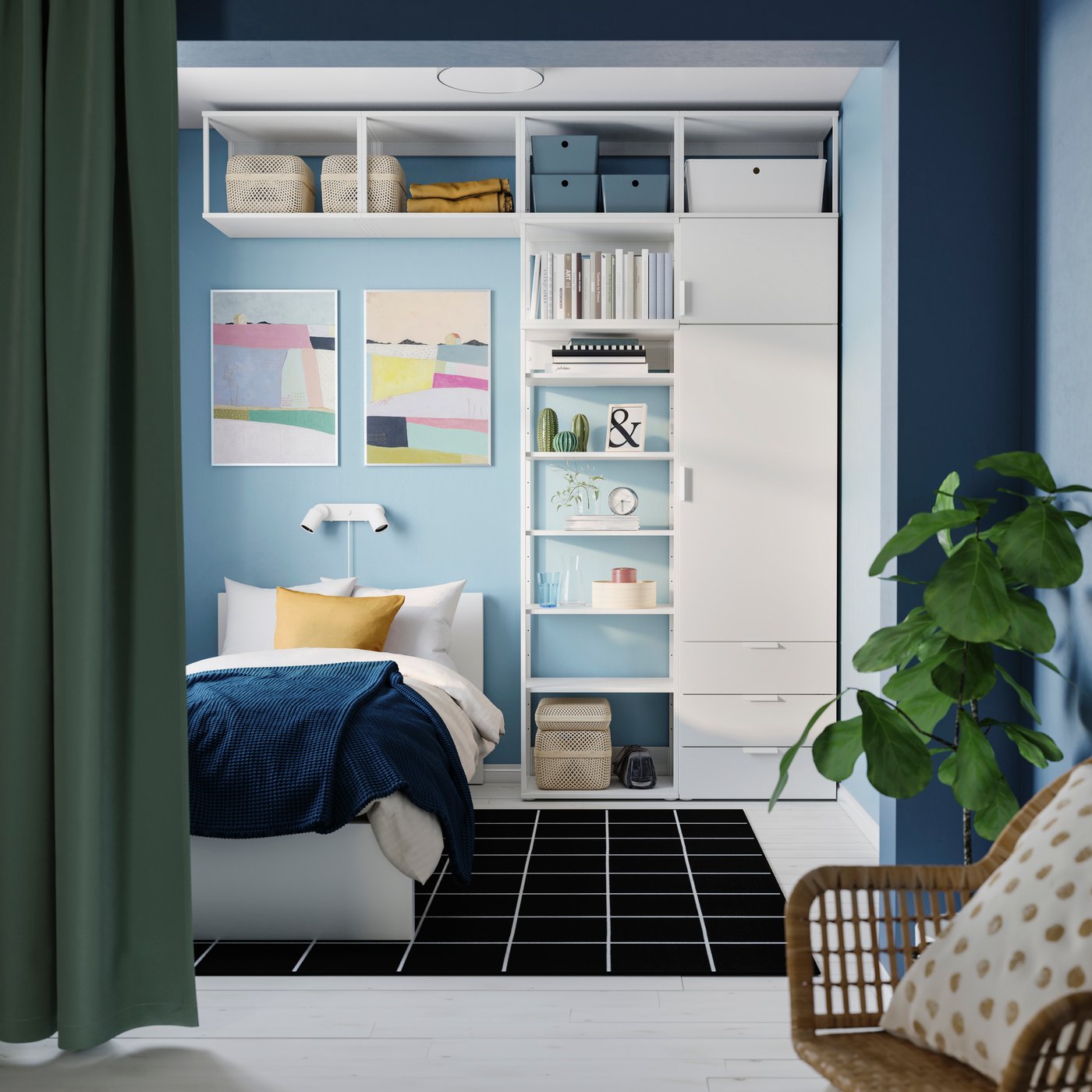 A white/Fonnes white PLATSA wardrobe with 2 doors+3 drawers