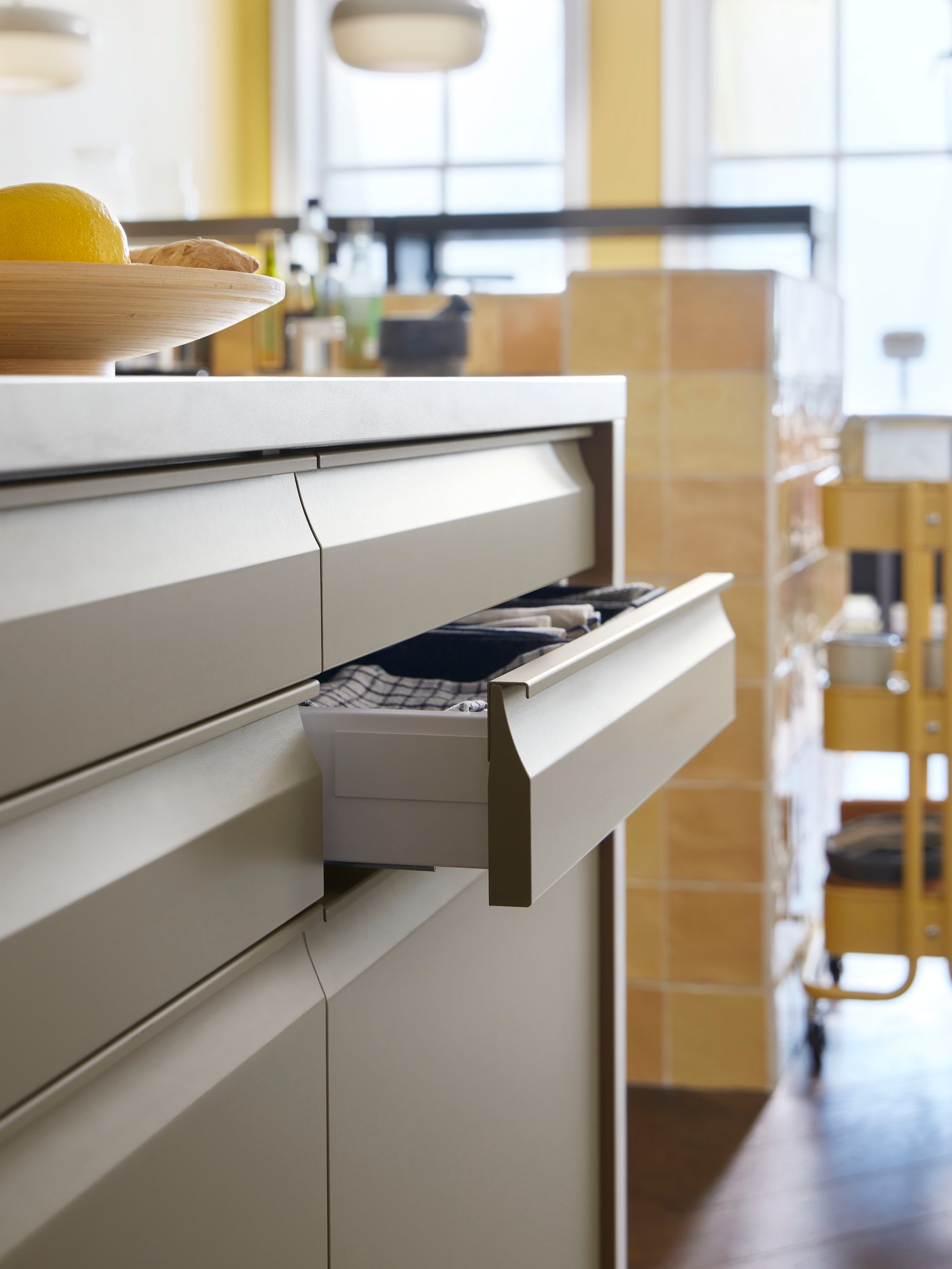 A matt dark beige UPPLÖV drawer front