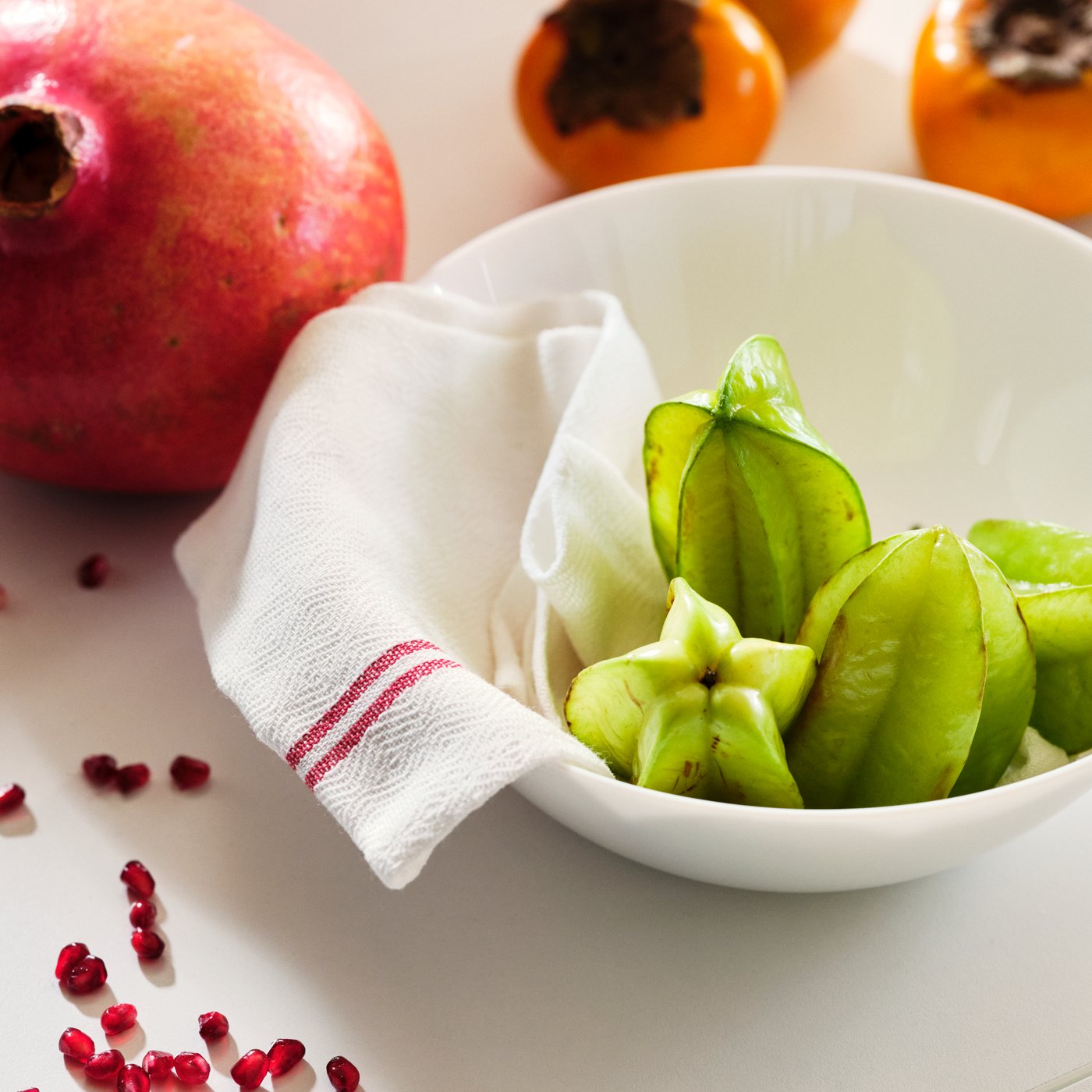 A red HILDEGUN tea towel in the kitchen