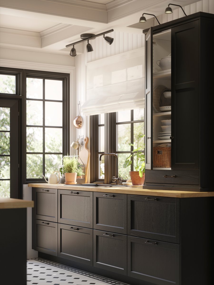 A traditional kitchen with black-stained fronts - IKEA US