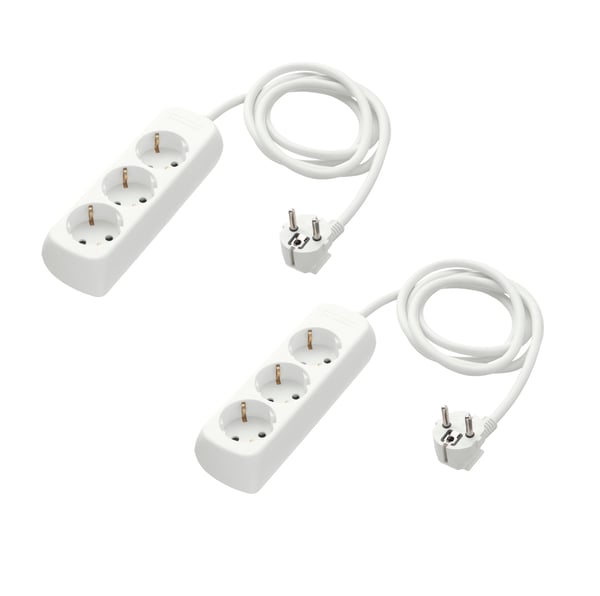 An earthed/white KOPPLA 3-way socket